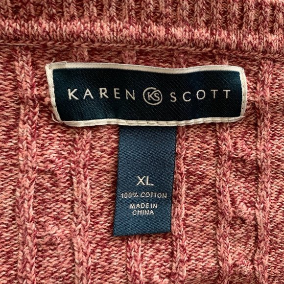 Karen Scott Raspberry Pullover Cable Kit Sweater - Picture 5 of 5